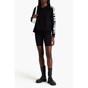 MONROW Layered Printed Soft Sweatshirt in Black & White Size XS